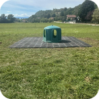 Dalles de stabilisation MK installées en prairie autour d'un abreuvoir